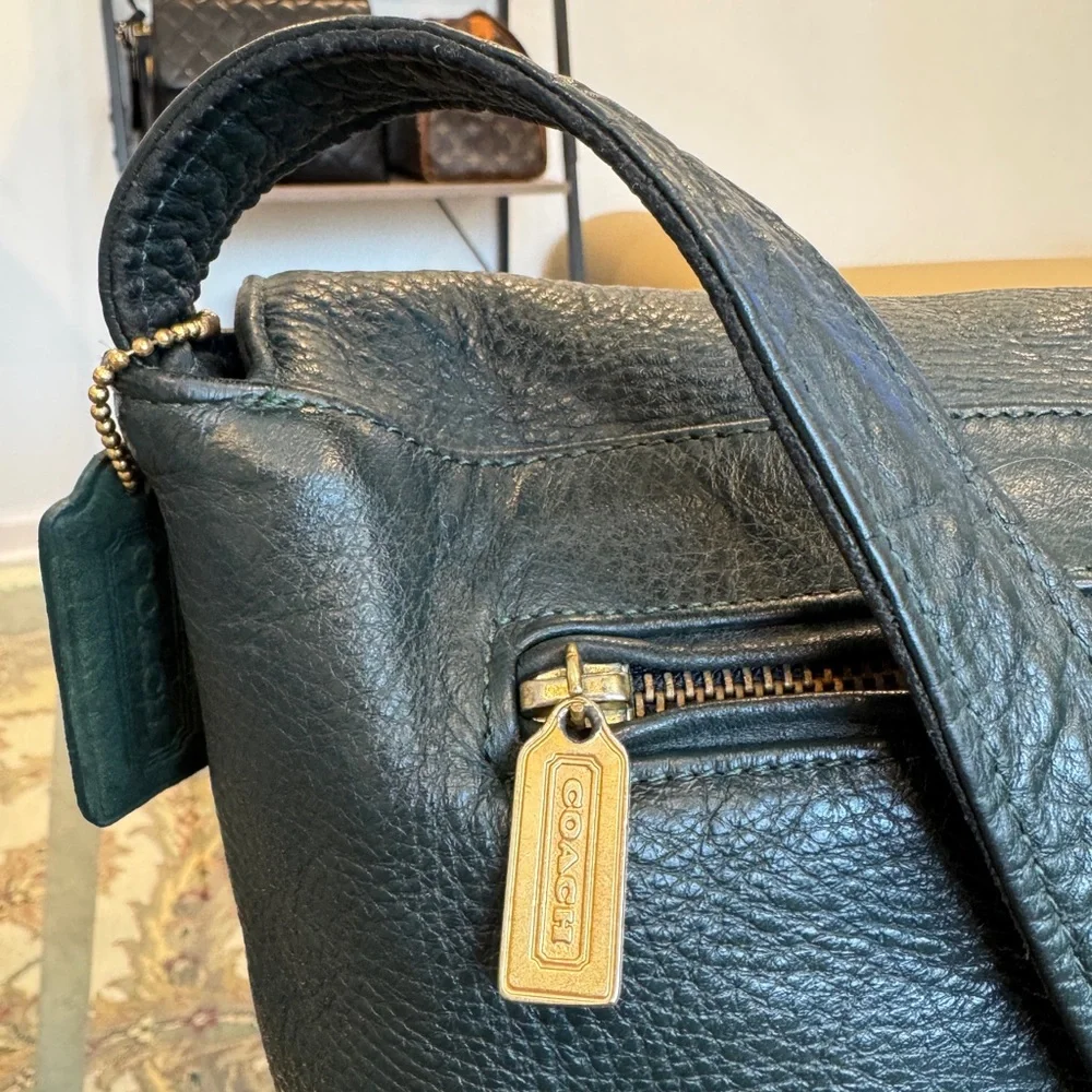 Vintage Coach ‎ 4900 Sonoma Flap GREEN Leather Saddle Bag